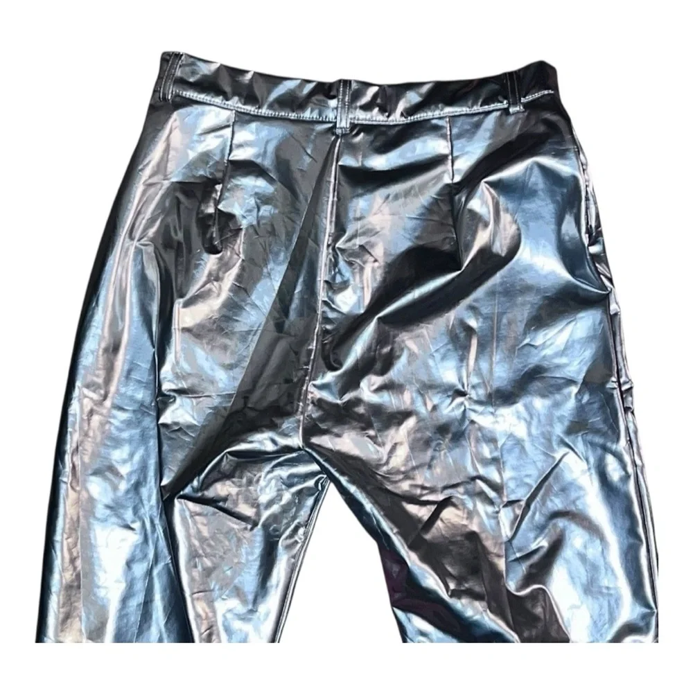 Vintage Festival Silver Metallic High Mid Waisted Drag Lamè Jeans Pants Sz 28 - Picture 5 of 8